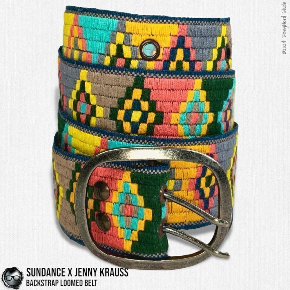 SUNDANCE X JENNY KRAUSS HAND WOVEN LOOMED COTTON BELT VINTAGE 2015 NEON PALLET